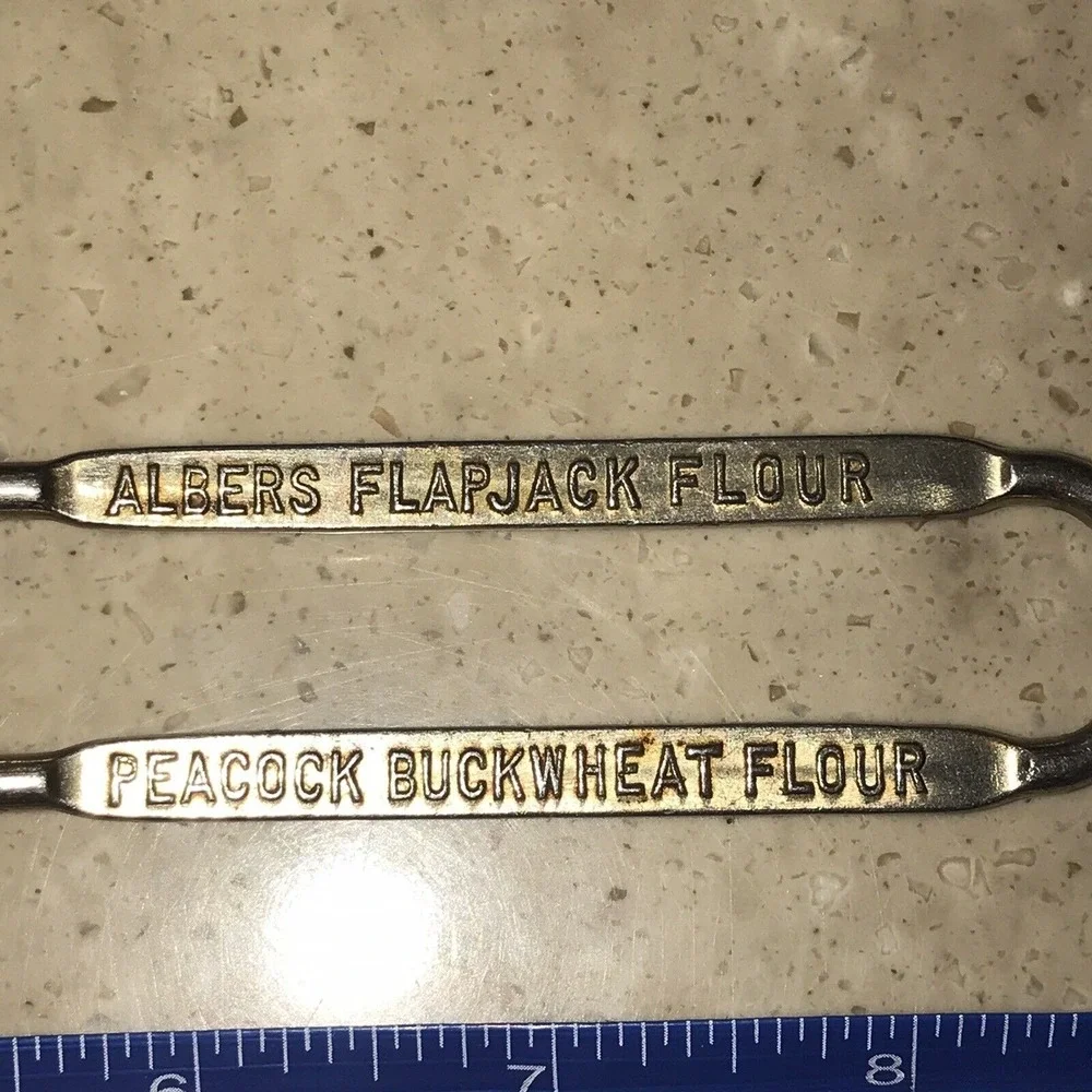 Vtg Albers Flapjack Flour Peacock Buckwheat Spatula Bottle Opener Heart Shape